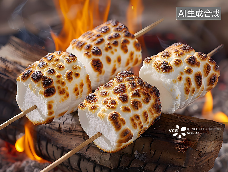 【AI数字艺术】烤棉花糖特写图片素材