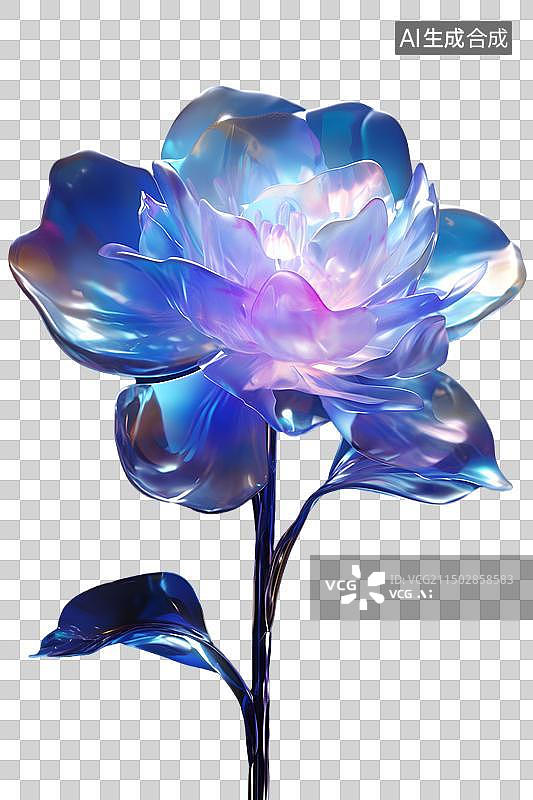 【AI数字艺术】3D潮流酸性荧光镭射花朵素材图片素材