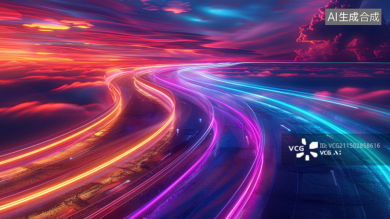 【AI数字艺术】赛博朋克车流素材图片图片素材