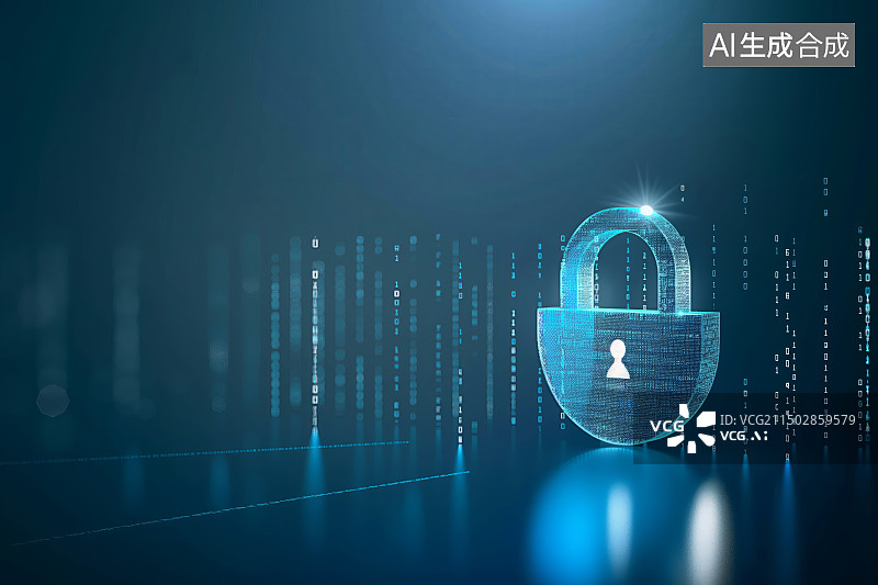 【AI数字艺术】虚拟抽象数字空间的网络安全图标，数字安全、网络安全、信息安全、数据安全、权限控制概念图片素材