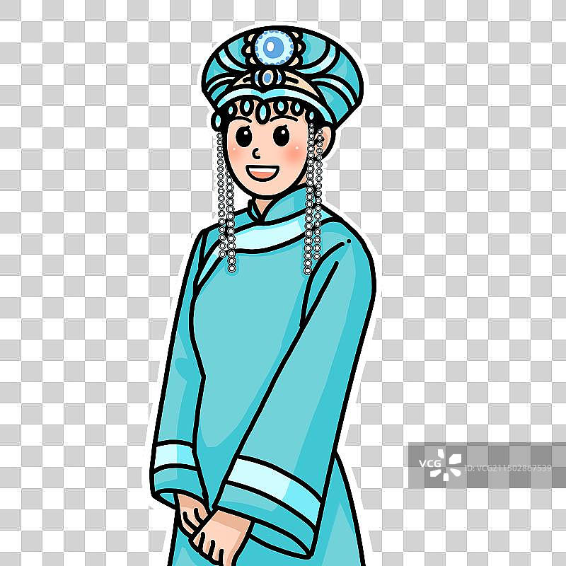 五十六个民族达斡尔族人物插画免抠元素图片素材