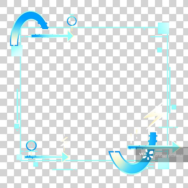 蓝色简约卡通科幻系列边框图片素材