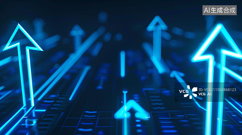 【AI数字艺术】金融科技向上箭头图表股市金融经济增长插图图片素材