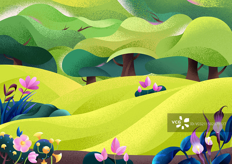 森林公园户外活动草地泵道插画图片素材