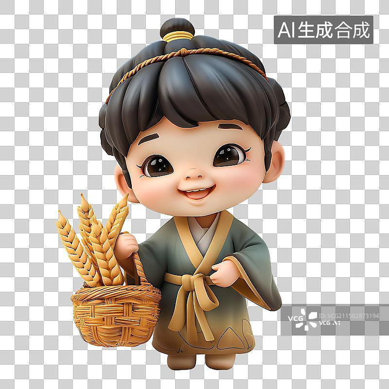 【AI数字艺术】中国传统泥塑陶瓷粘土风娃娃图片素材