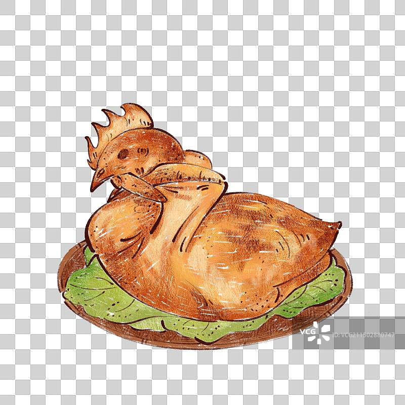 手绘河北特色美食冀菜金凤扒鸡插画图片素材