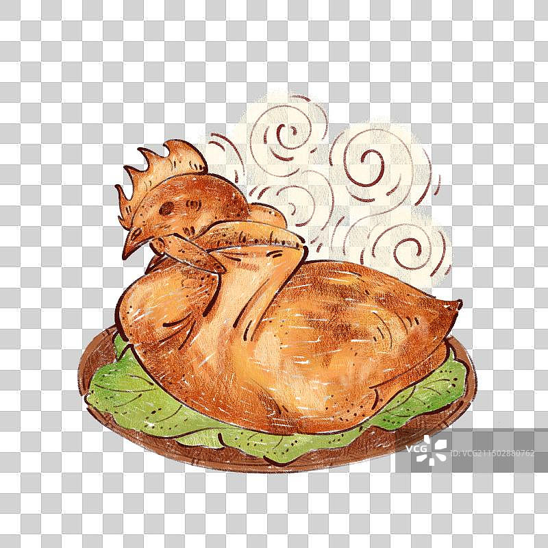 手绘河北特色美食冀菜金凤扒鸡插画图片素材