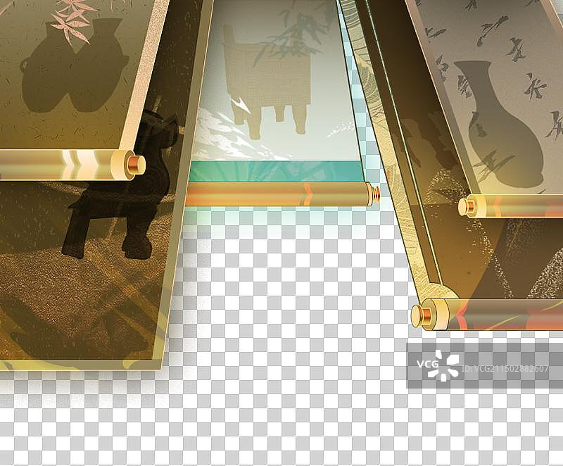 国风卷轴插画图片素材