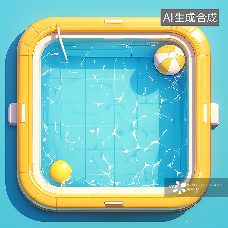 【AI数字艺术】3D卡通充气游泳池图片素材