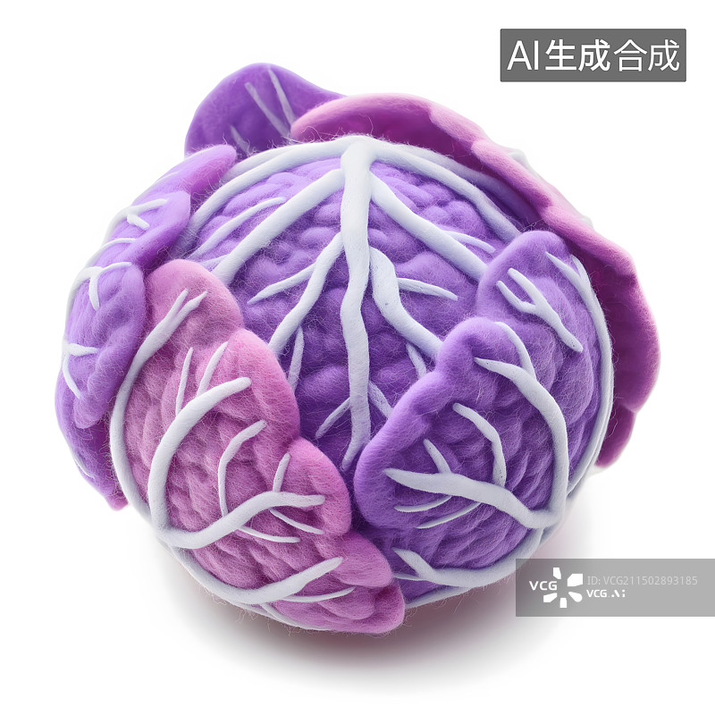 【AI数字艺术】3d 毛毡 图标 蔬菜 紫甘蓝图片素材