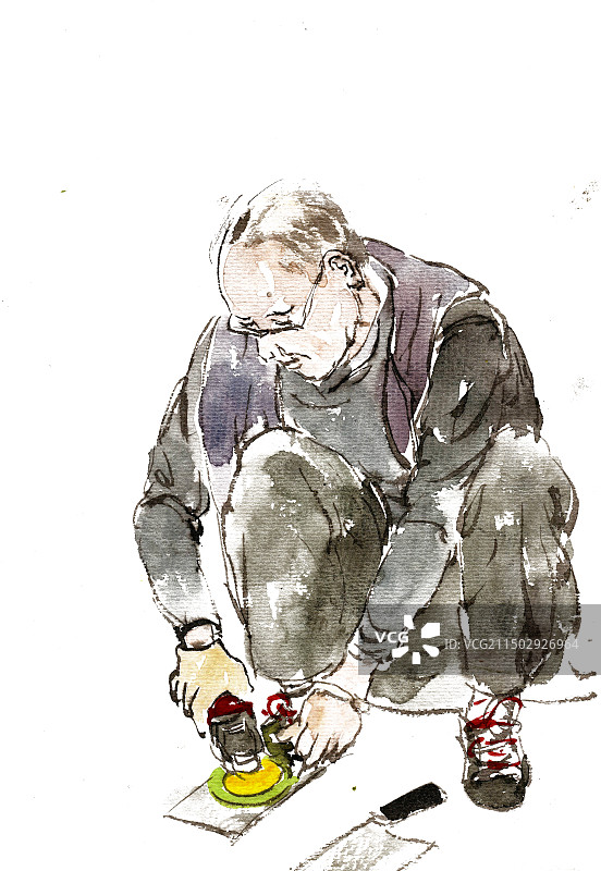 磨刀的男子图片素材