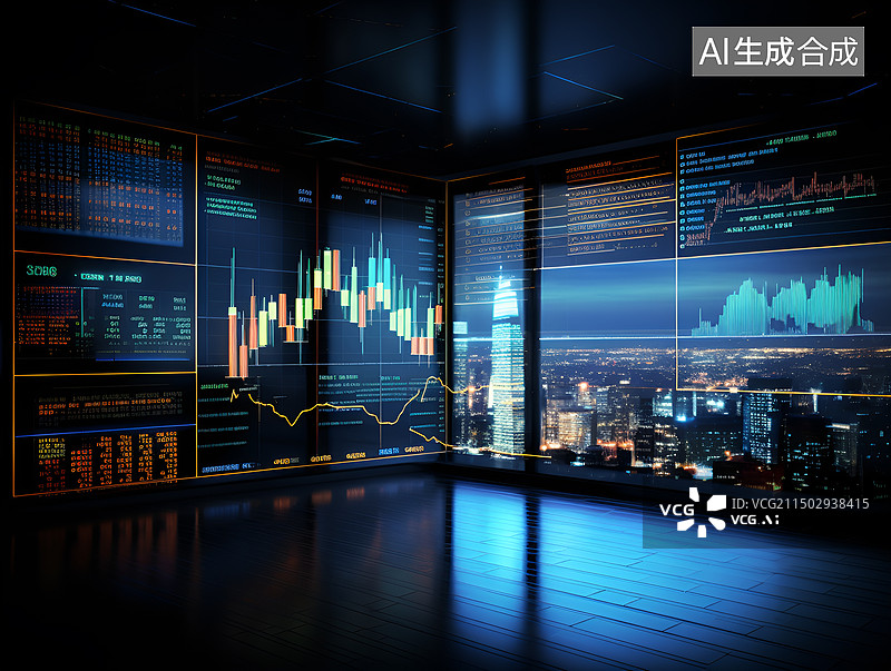 【AI数字艺术】股票交易所里的大屏幕数据图表图片素材