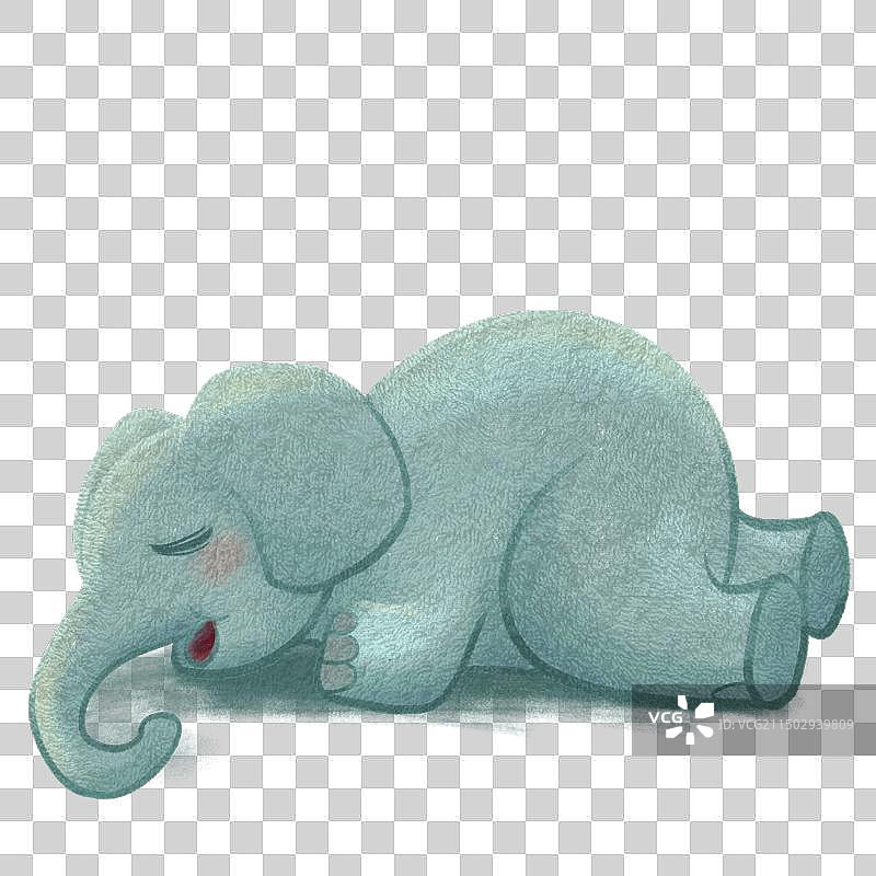 小象蓝色免扣卡通手绘图片素材