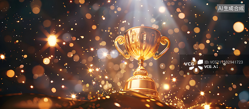 【AI数字艺术】金色奖杯颁奖典礼活动背景图片素材