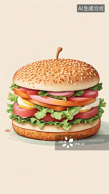 【AI数字艺术】汉堡包特写图片素材