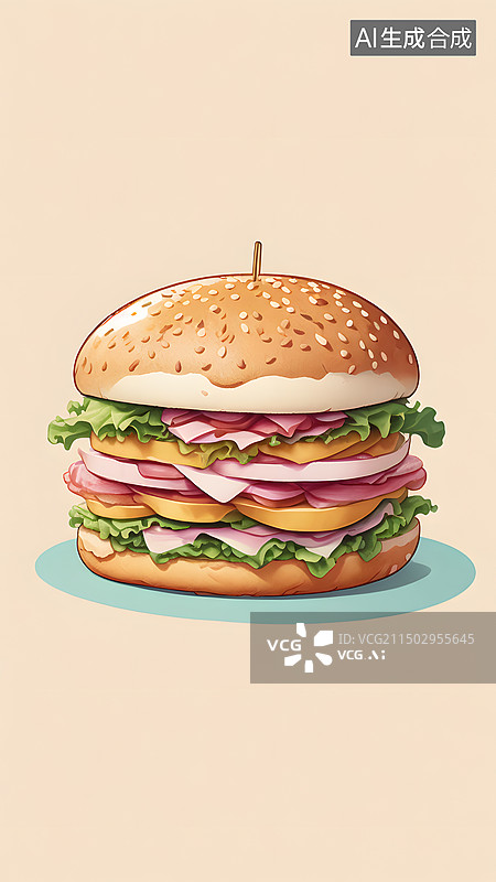 【AI数字艺术】汉堡包特写图片素材