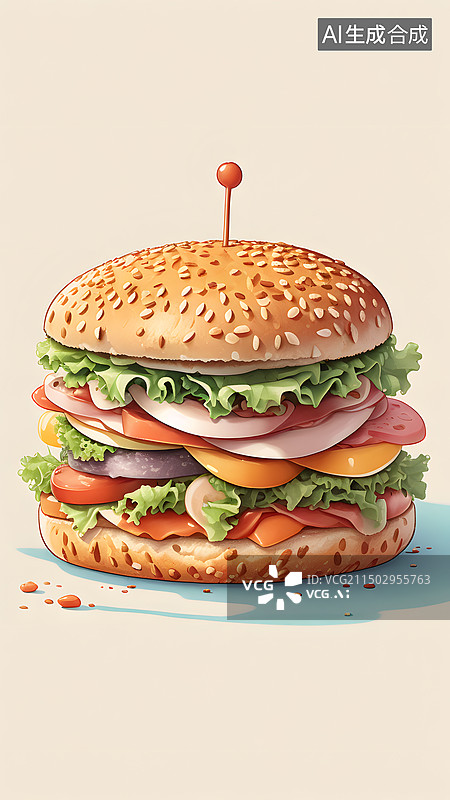 【AI数字艺术】汉堡包特写图片素材
