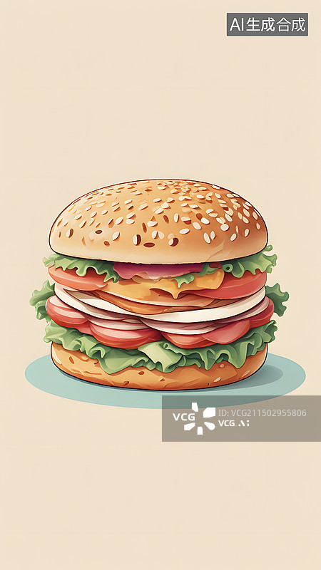 【AI数字艺术】汉堡包特写图片素材