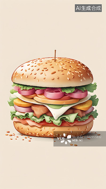 【AI数字艺术】汉堡包特写图片素材