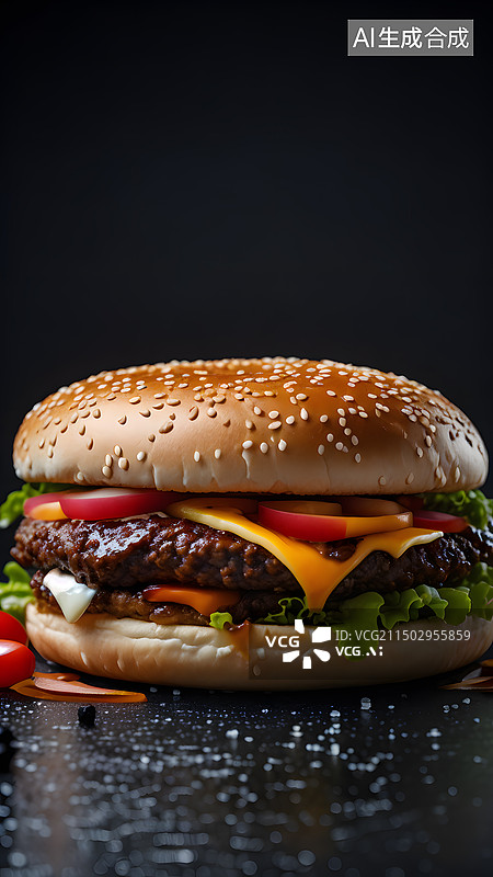 【AI数字艺术】汉堡包特写图片素材