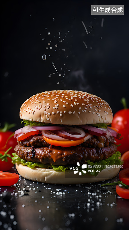 【AI数字艺术】汉堡包特写图片素材