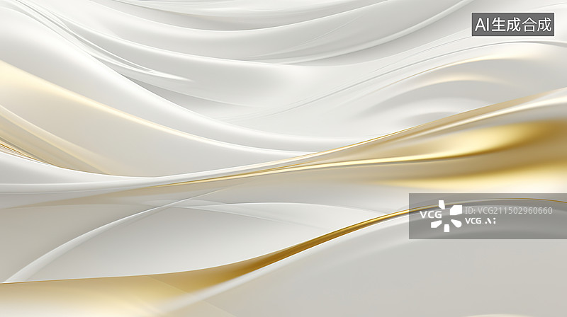【AI数字艺术】白色金色波纹的抽象背景图片素材