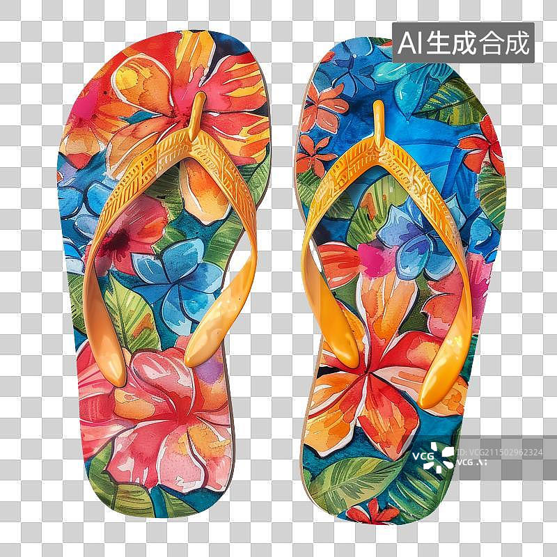 【AI数字艺术】人字拖插画图片素材