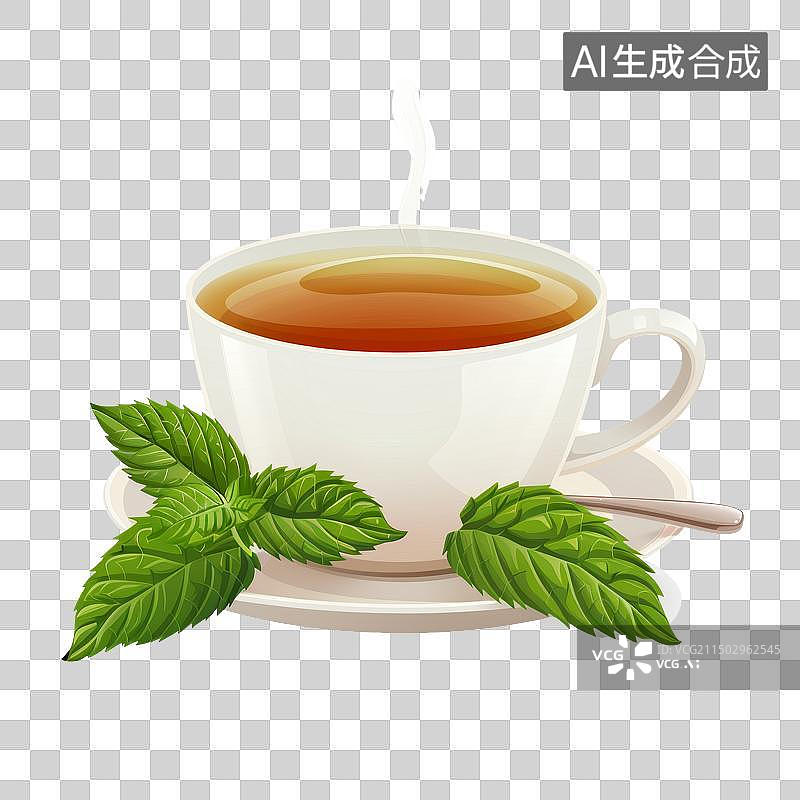 【AI数字艺术】薄荷绿茶插画图片素材