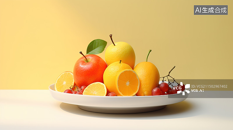 【AI数字艺术】一盘水果特写图片素材