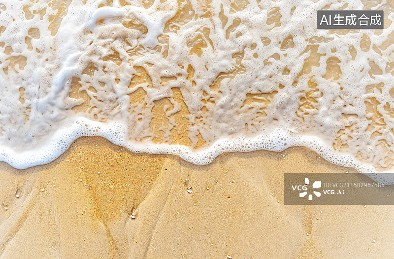 【AI数字艺术】航拍海滩上的海浪图片素材