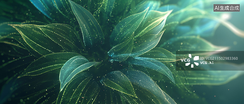 【AI数字艺术】超宽屏荧光植物背景图片素材