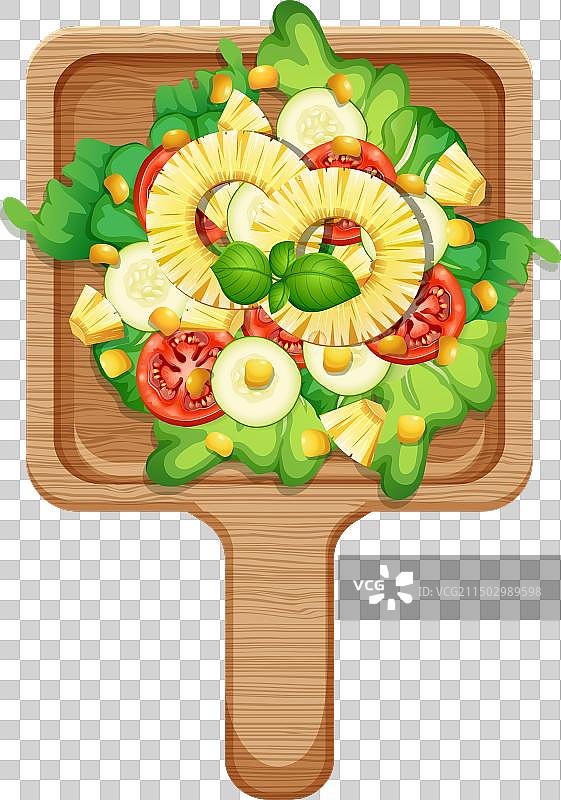 包含生菜、番茄和黄瓜的健康沙拉图片素材