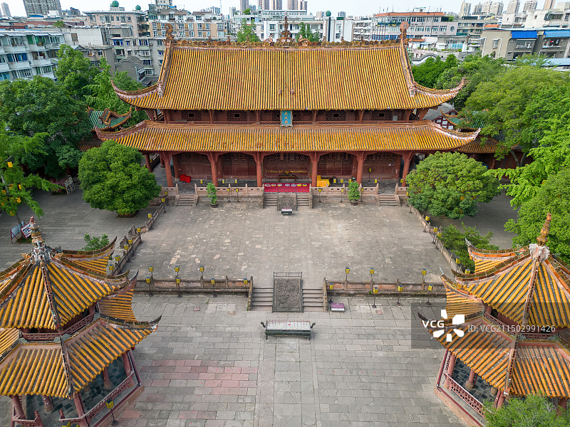 四川德阳旌阳区德阳文庙航拍图片素材