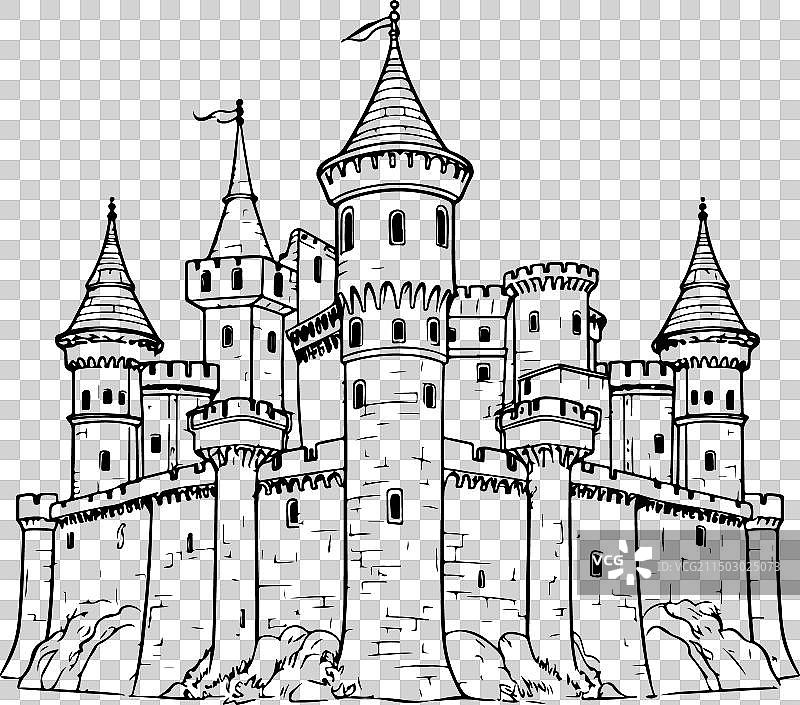 中世纪城堡素描图片素材