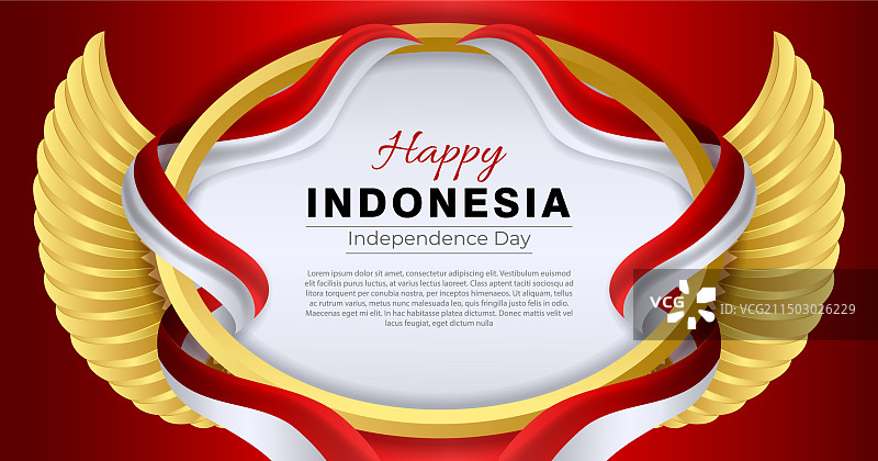 红白背景上的金色鹰翼图片素材