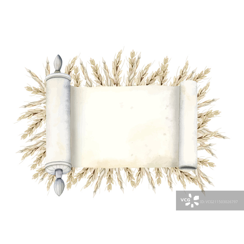 妥拉卷轴Shavuot节日贺卡模板图片素材