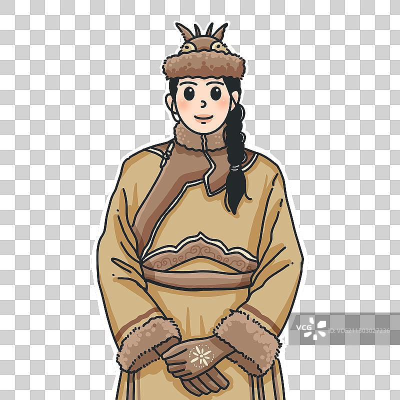 五十六个民族鄂伦春族人物免抠插画图片素材