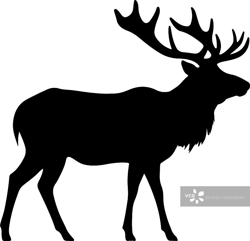 白色背景上的麋鹿剪影图片素材