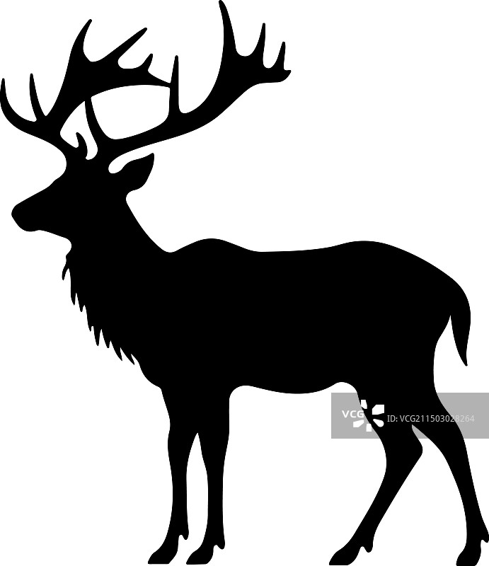 白色背景上的麋鹿剪影图片素材