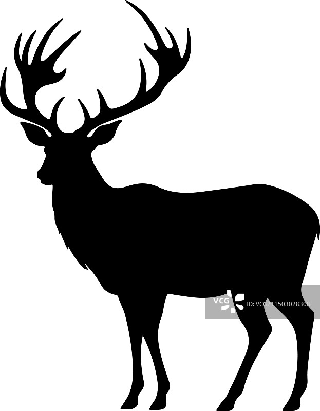 白色背景上的麋鹿剪影图片素材