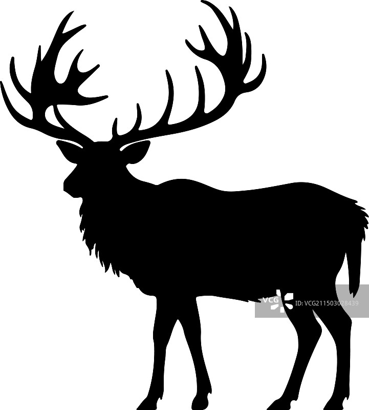 白色背景上的麋鹿剪影图片素材