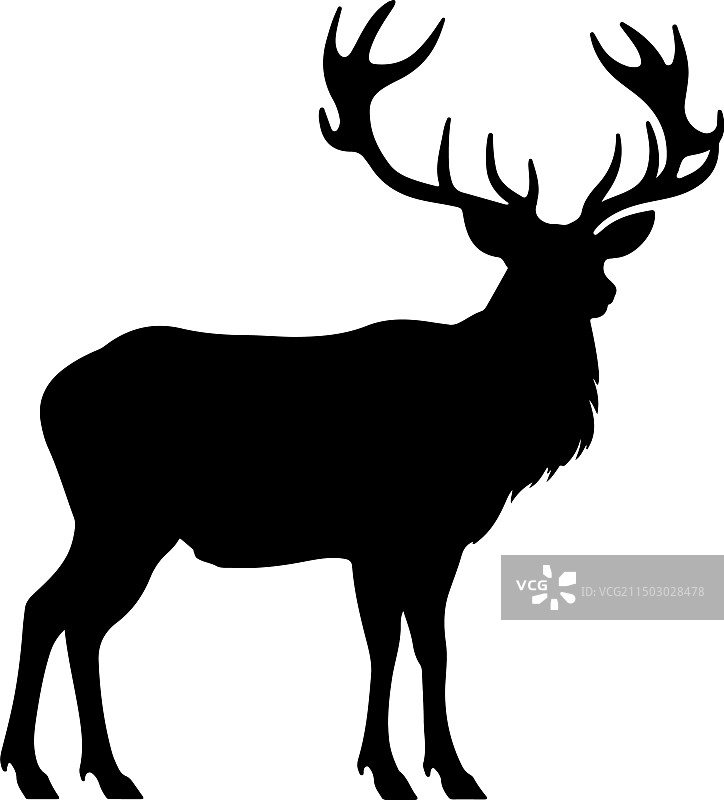 白色背景上的麋鹿剪影图片素材