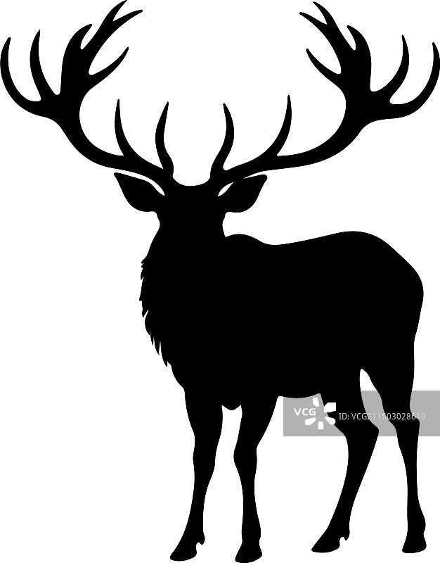 白色背景上的麋鹿剪影图片素材