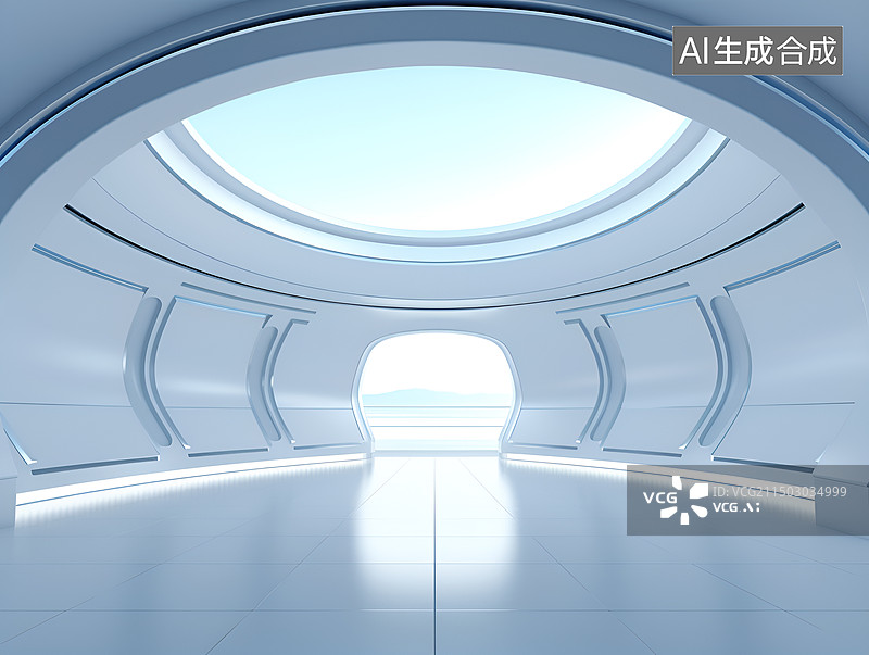 【AI数字艺术】简洁白色现代城市建筑内部空间图片素材