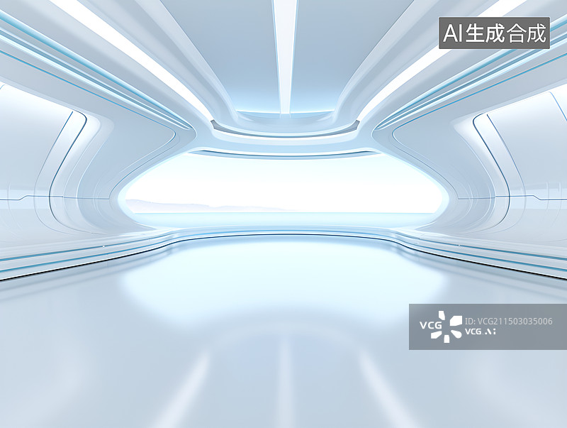 【AI数字艺术】简洁白色现代城市建筑内部空间图片素材