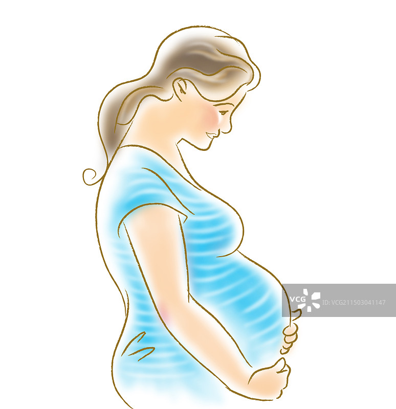 美丽的准妈妈温柔的抚摸着腹部的胎儿图片素材