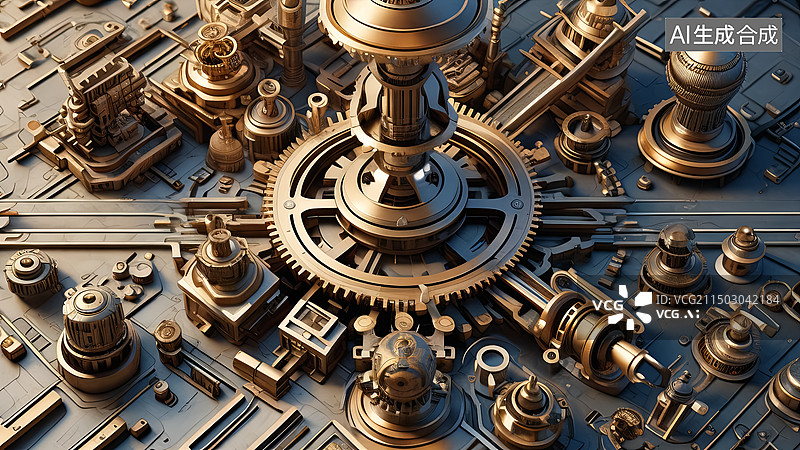 【AI数字艺术】金属感机械零件特写壁纸背景图片素材