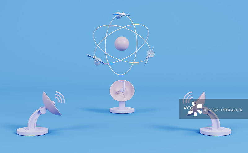 卡通卫星导航概念3D渲染图片素材