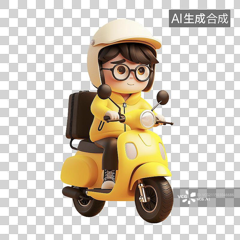 【AI数字艺术】卡通外卖员送餐场景图片素材