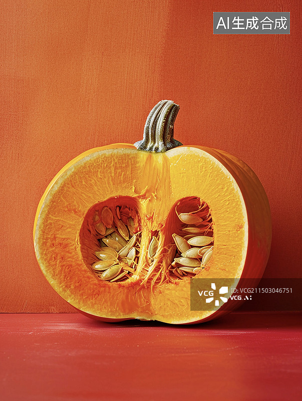 【AI数字艺术】清新秋天南瓜特写图片素材